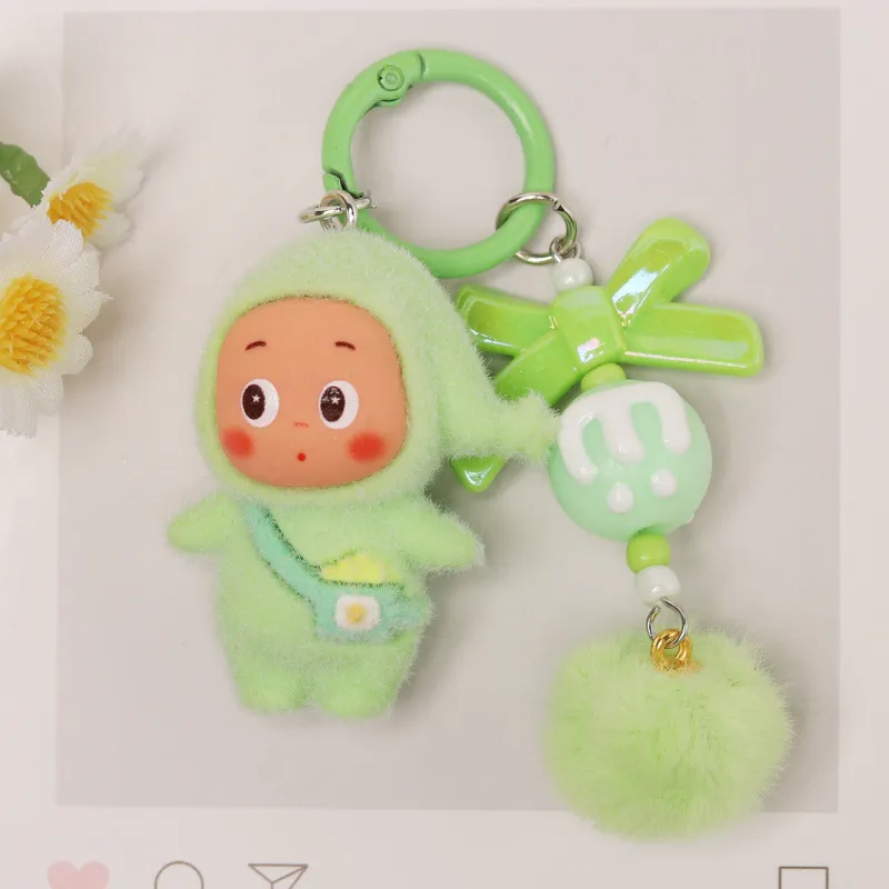 DIY Bag Charms with Star Character – Flocked Bead Keychain & Phone Pendant, Cute Cartoon Bag Hanger Ornament, Trendy Collectible Accessory